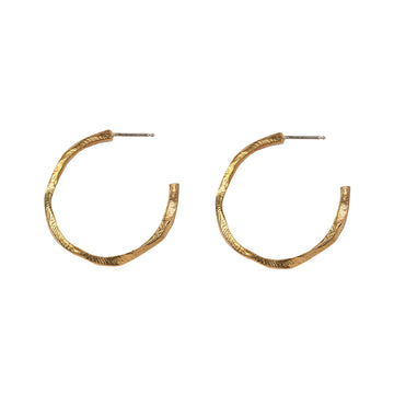 Bronze Small Hoop Earrings with Black Diamonds